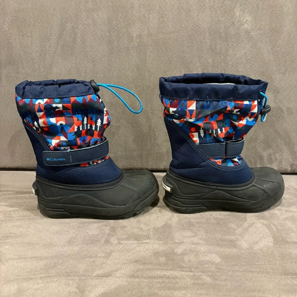 Columbia Snow Winter Boots Geometric Forest Bear Print Pull On Big Kid Size‎ 1